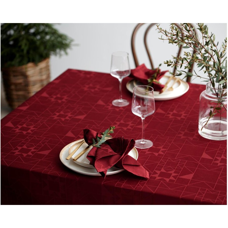 Södahl Star Damask Tischdecke 140x220 cm, Rot