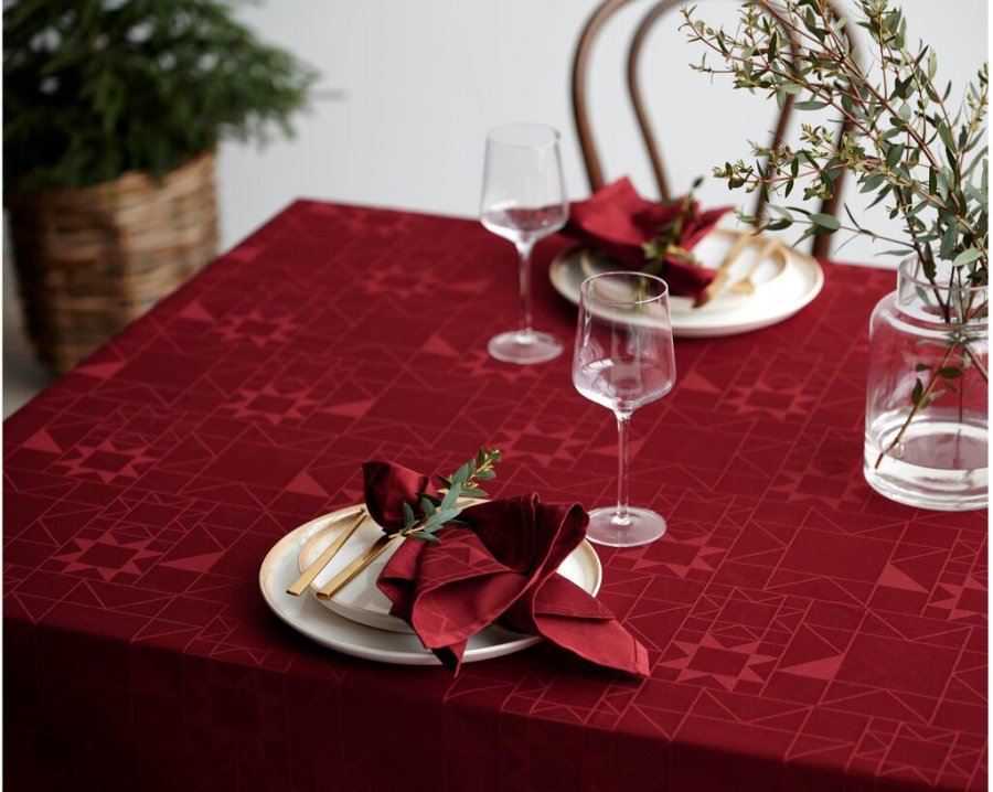 Södahl Star Damask Tischdecke 140x220 cm, Rot