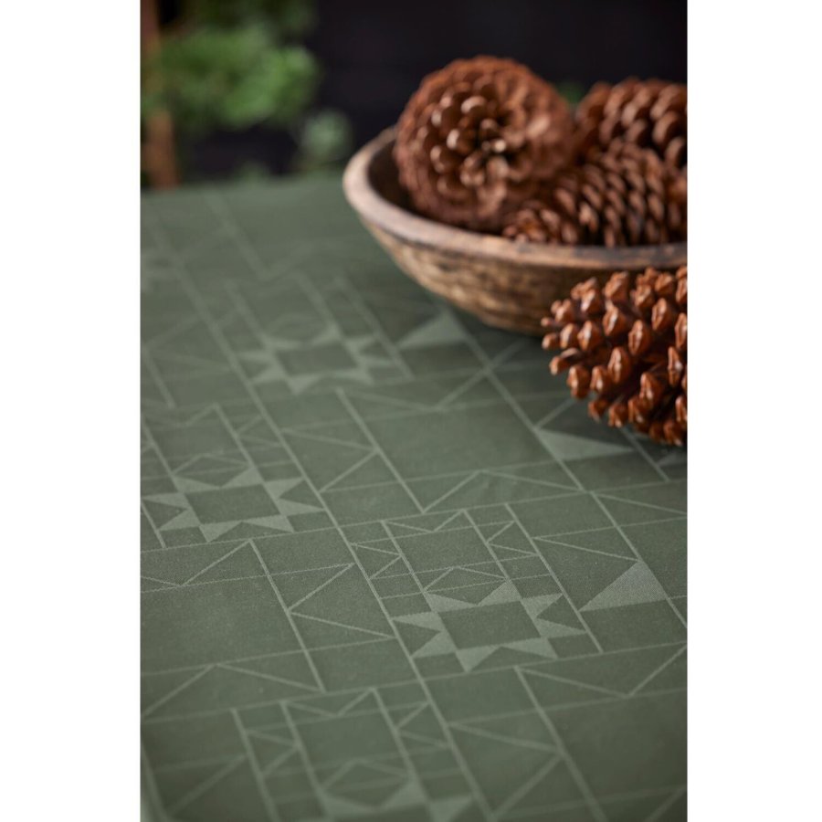 Södahl Star Damask Tischdecke 140x370 cm, Forest Green