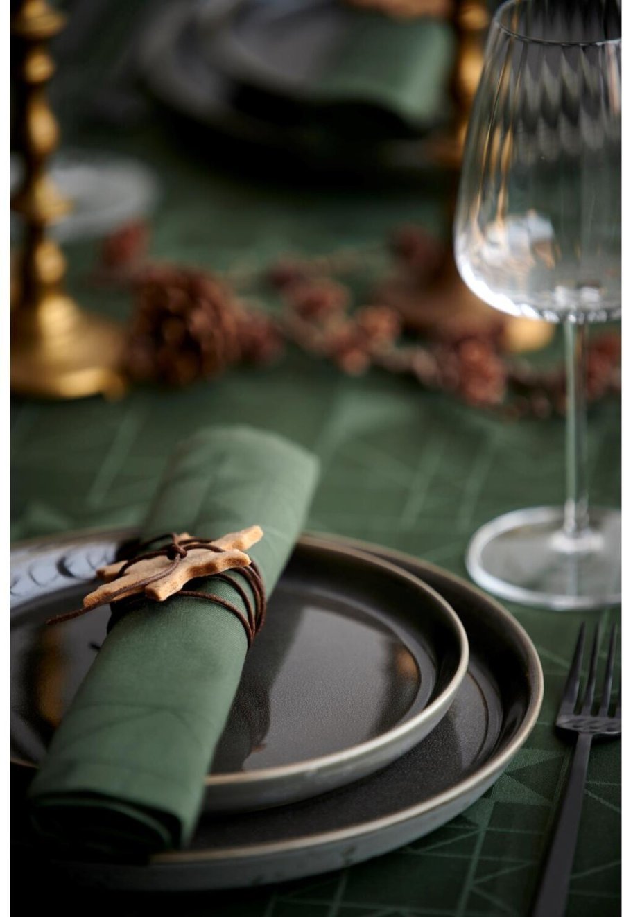 S&ouml;dahl Star Damask Mundserviet 4 stk. 45x45 cm, Forest Green