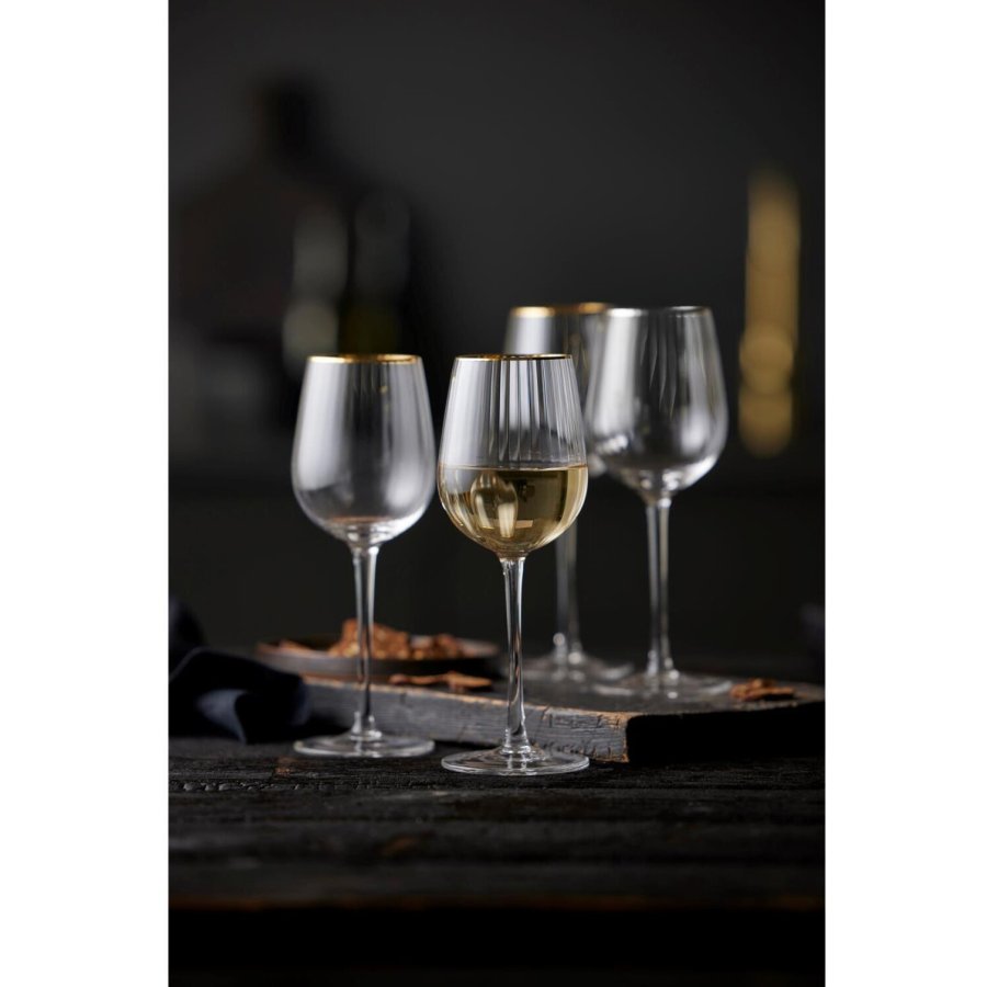 Lyngby Glas Palermo Gold Weiweinglas 4er Set 30 cl