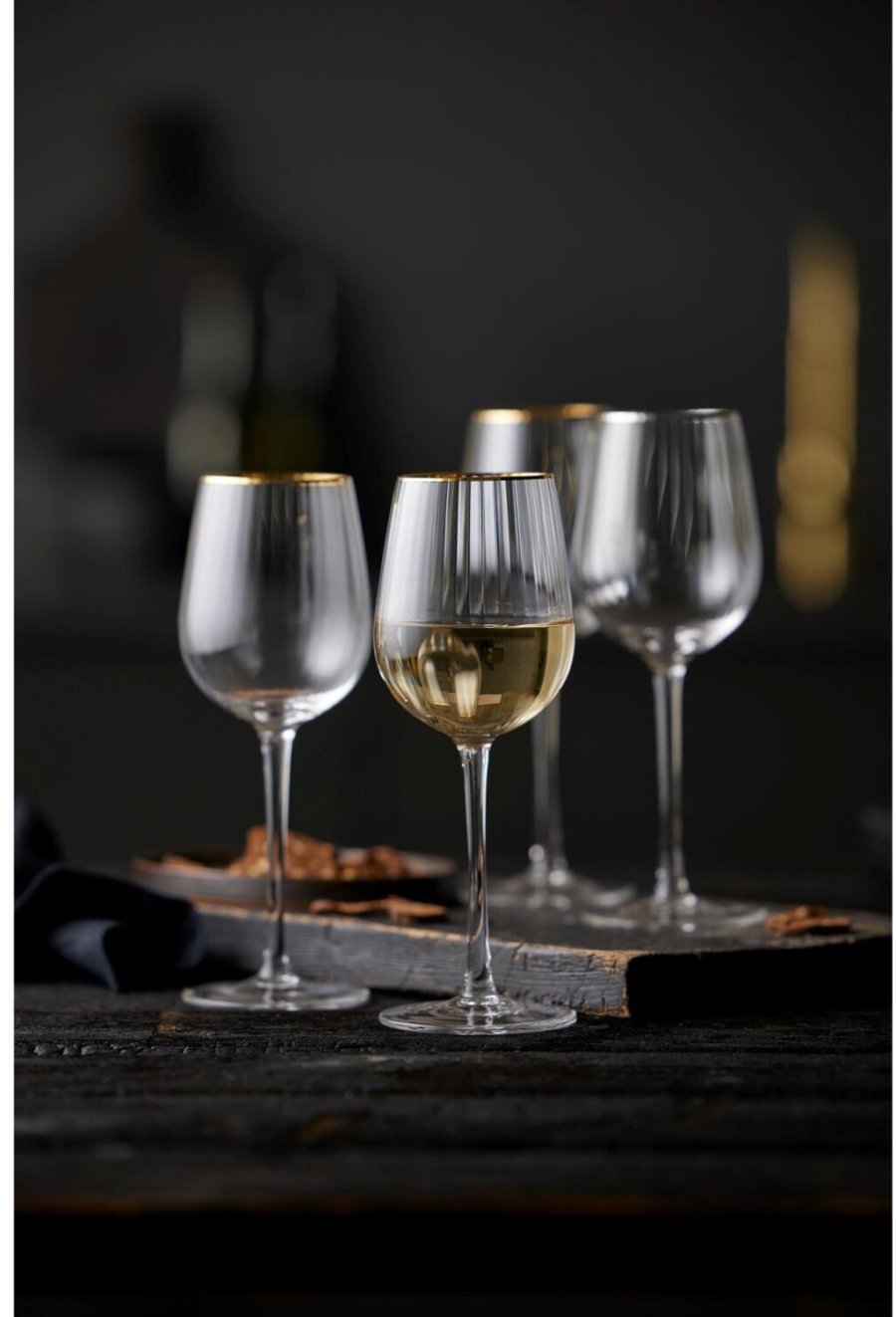 Lyngby Glas Palermo Gold Weiweinglas 4er Set 30 cl