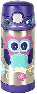 Thermos Drikkeflaske m. Suger�r Ugle 355 ml, Lilla