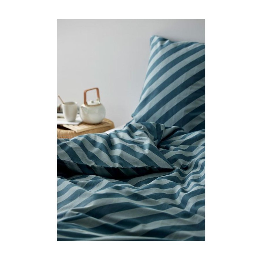 Södahl Organic Diagonal Sengetj 140x220 cm, Atlantic