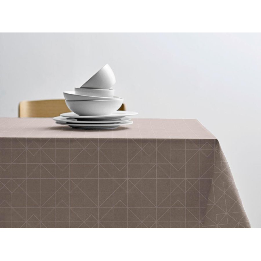 Södahl Organic Refined Damask Rund Dug 160 cm, Taupe