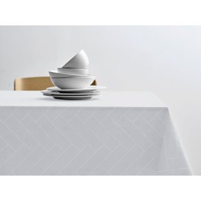 Södahl Tiles Damask Dug 140x320 cm, Optisk Hvid