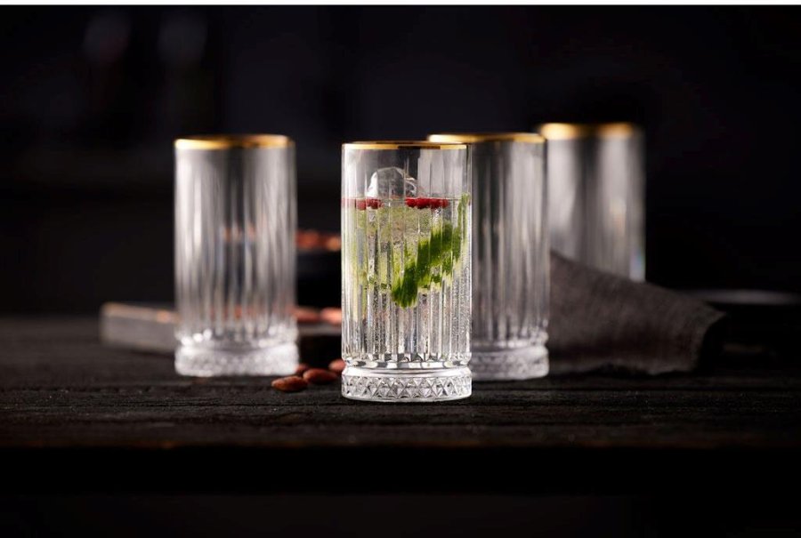 Lyngby Glas Firenze Gold Longdrink 4 stk. 45 cl, Klar