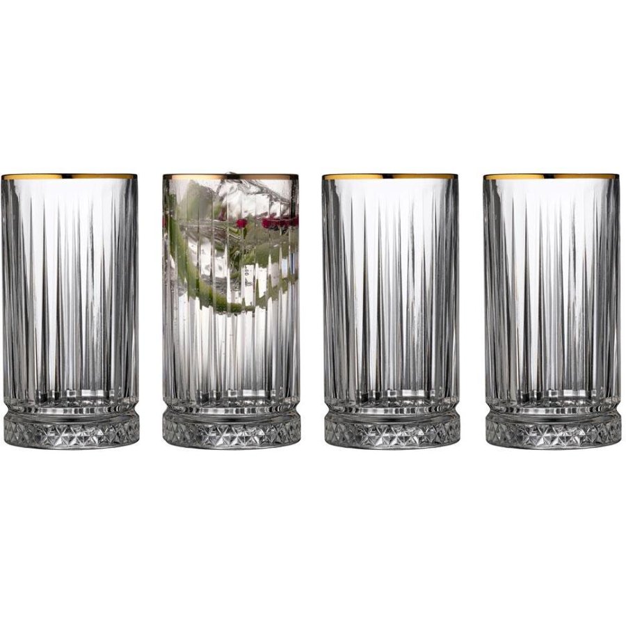Lyngby Glas Firenze Gold Longdrink 4 stk. 45 cl, Klar