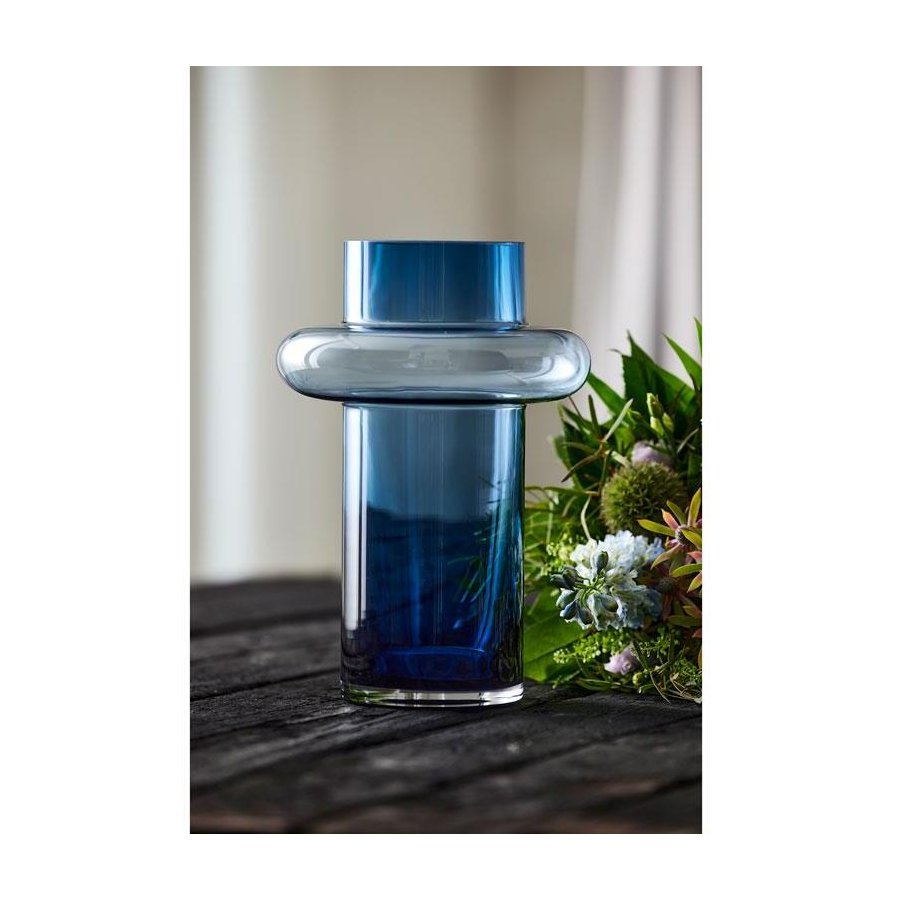 Lyngby Glas Tube Vase Dark Blue H30 cm