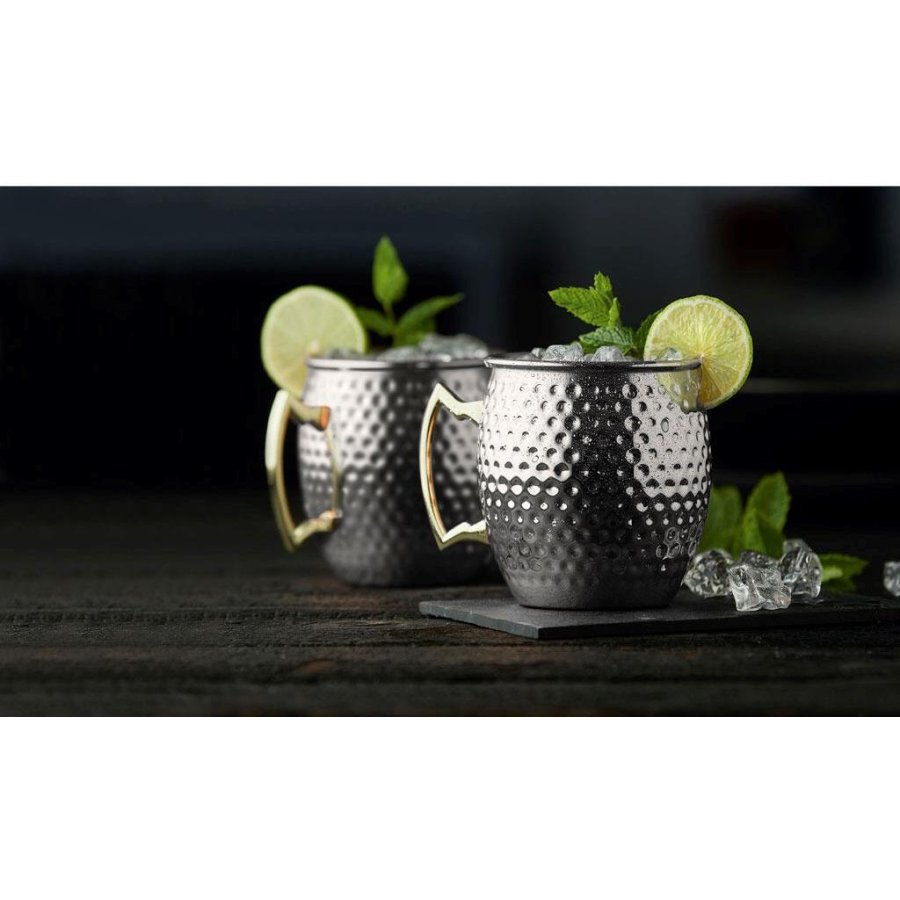 Lyngby Glas Moscow Mule Becher Stahl 2er Set 55 cl