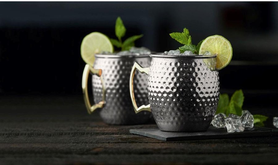 Lyngby Glas Moscow Mule Becher Stahl 2er Set 55 cl