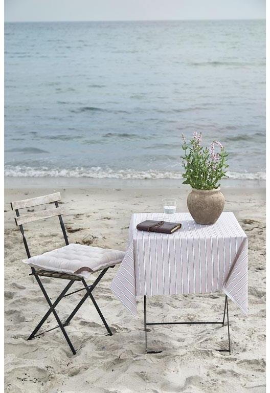 Södahl Nordic Stripe Akryldug m. Antislip 140 cm, Beige