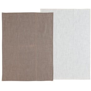 Södahl Line Viskestykke 2 stk. 50x70 cm, Taupe/White