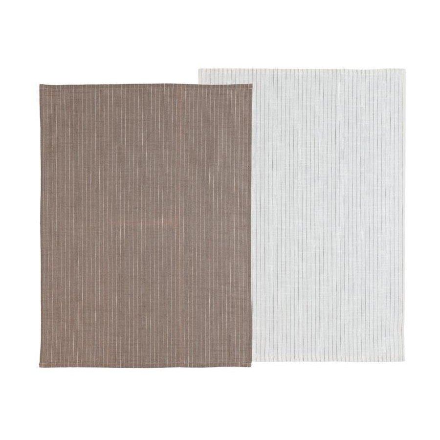 Sdahl Line Geschirrtuch 2er Set 50x70 cm, Taupe/Wei