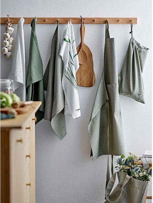 Sdahl Line Geschirrtuch 2er Set 50x70 cm, Olive/Wei