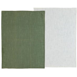 Södahl Line Viskestykke 2 stk. 50x70 cm, Olive/White