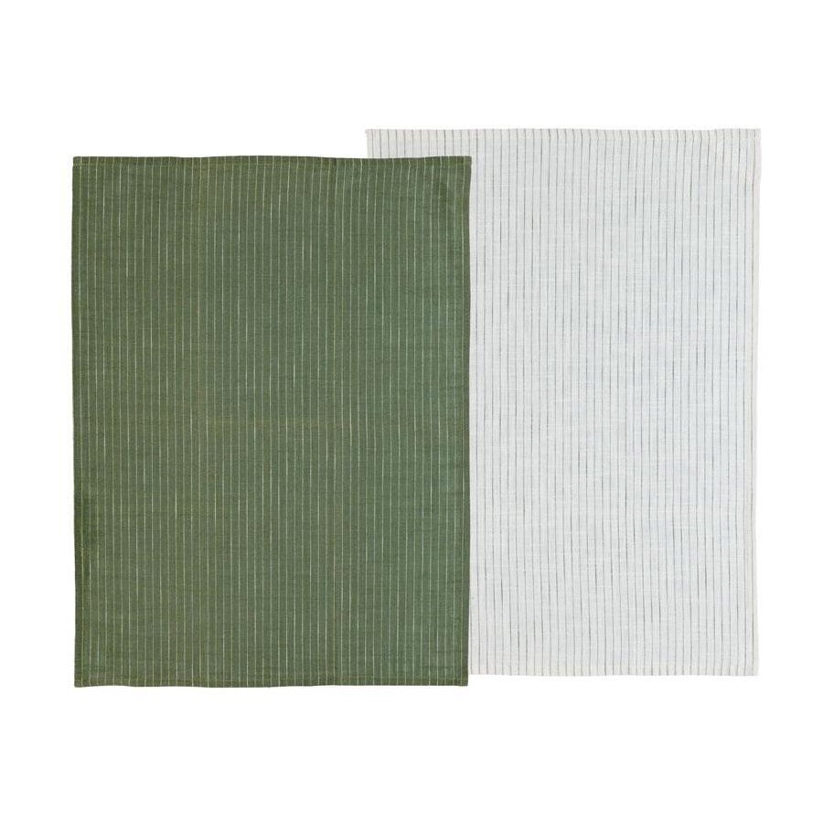 Sdahl Line Geschirrtuch 2er Set 50x70 cm, Olive/Wei