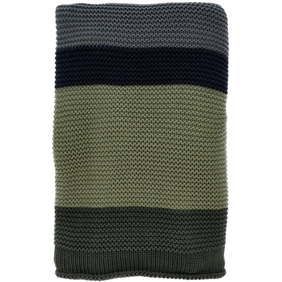 Södahl Bold Knit Plaid 130x170 cm, Forest Green/Sort