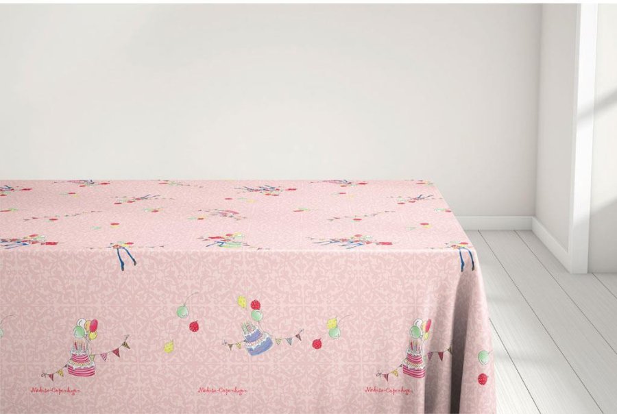 Medusa Copenhagen Fdselsdag Akryldug m. Antislip 140 cm, Pink