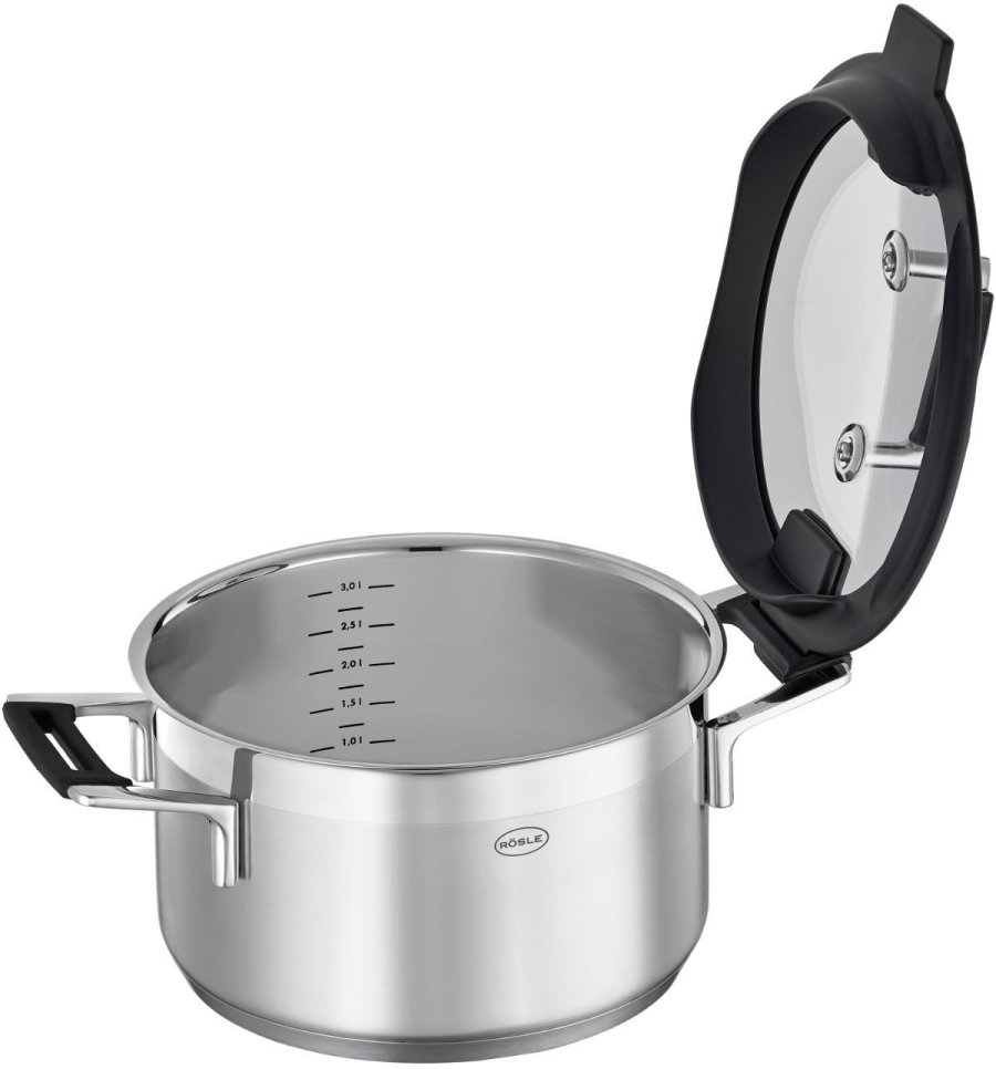 Rösle Silence Pro Gryde m. Glaslg 20 cm/3,5 L, Stl