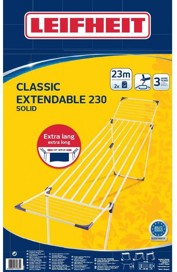 Leifheit Classic 230 Solid Extendable Trrestativ, Hvid