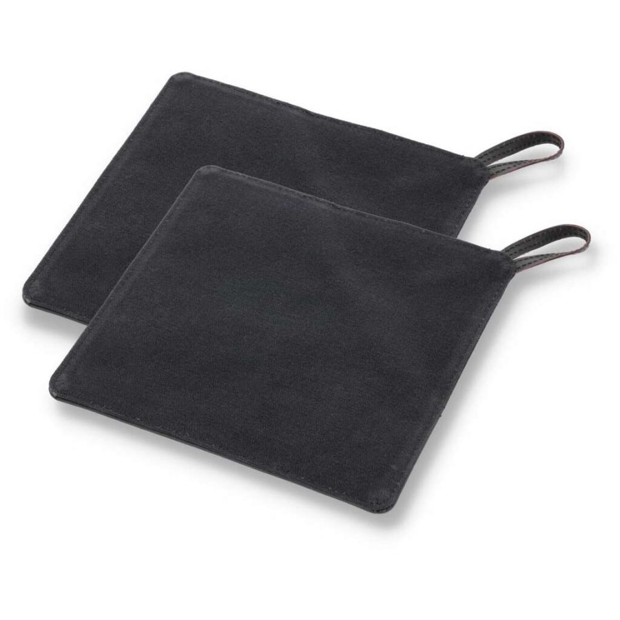 Pillivuyt Gourmet Topflappen 2er Set 20,5x20,5 cm, Schwarzer Canvas/Leder