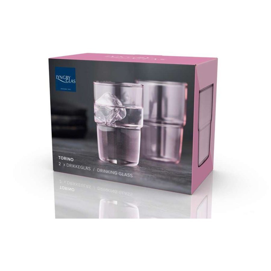 Lyngby Glas Torino Drikkeglas 2 stk. 40 cl, Pink