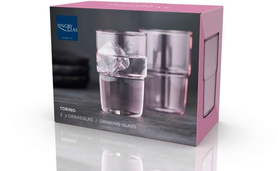 Lyngby Glas Torino Drikkeglas 2 stk. 40 cl, Pink