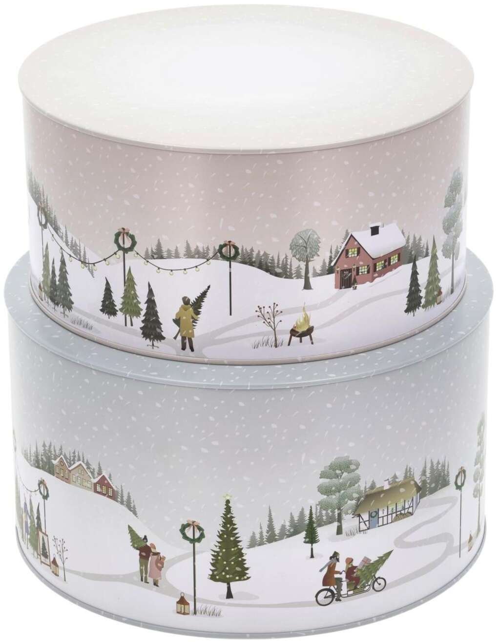 Pillivuyt Winter Keksdose 2er Set, Arctic Ice/Woodrose Metal