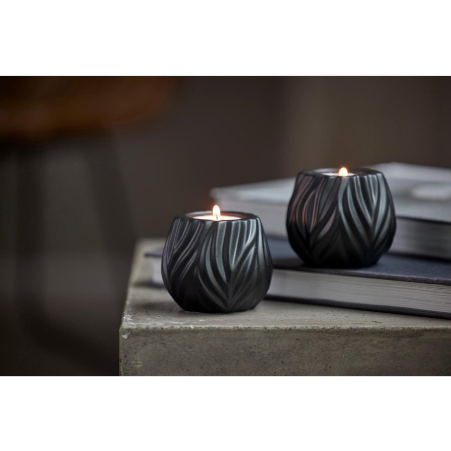 Mors Flame Teelichthalter 2er Set H6,8 cm, Schwarz