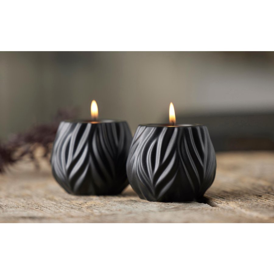 Mors Flame Teelichthalter 2er Set H6,8 cm, Schwarz