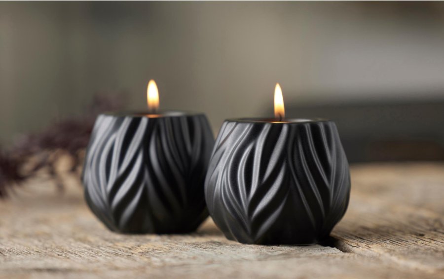 Mors Flame Teelichthalter 2er Set H6,8 cm, Schwarz