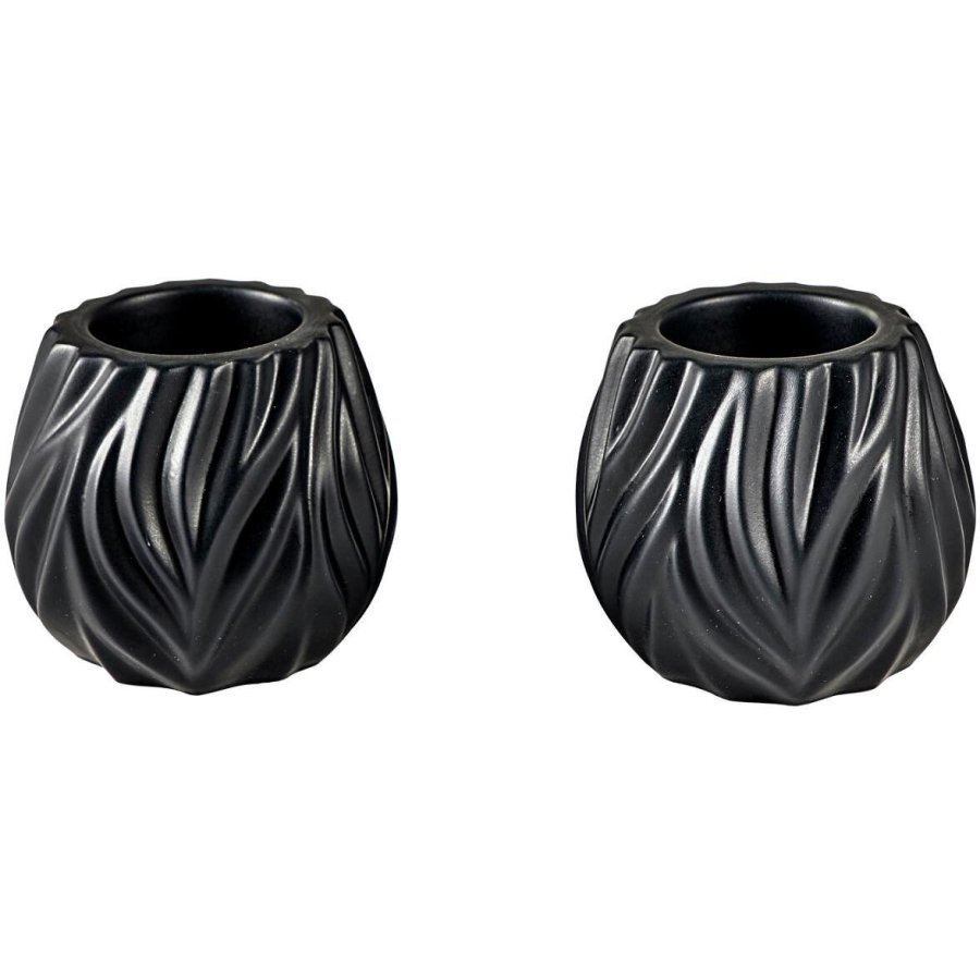 Mors Flame Teelichthalter 2er Set H6,8 cm, Schwarz