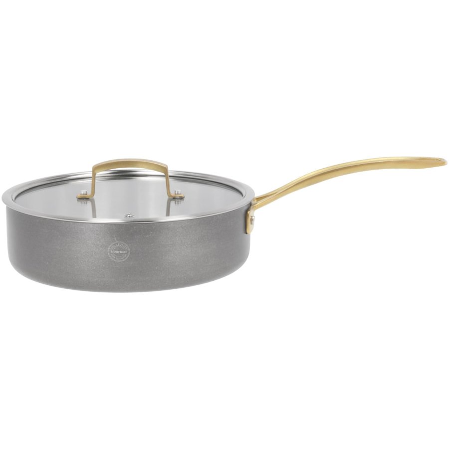 Pillivuyt Gourmet Durance Sautierpfanne mit Deckel 24 cm, Stahl rostfrei