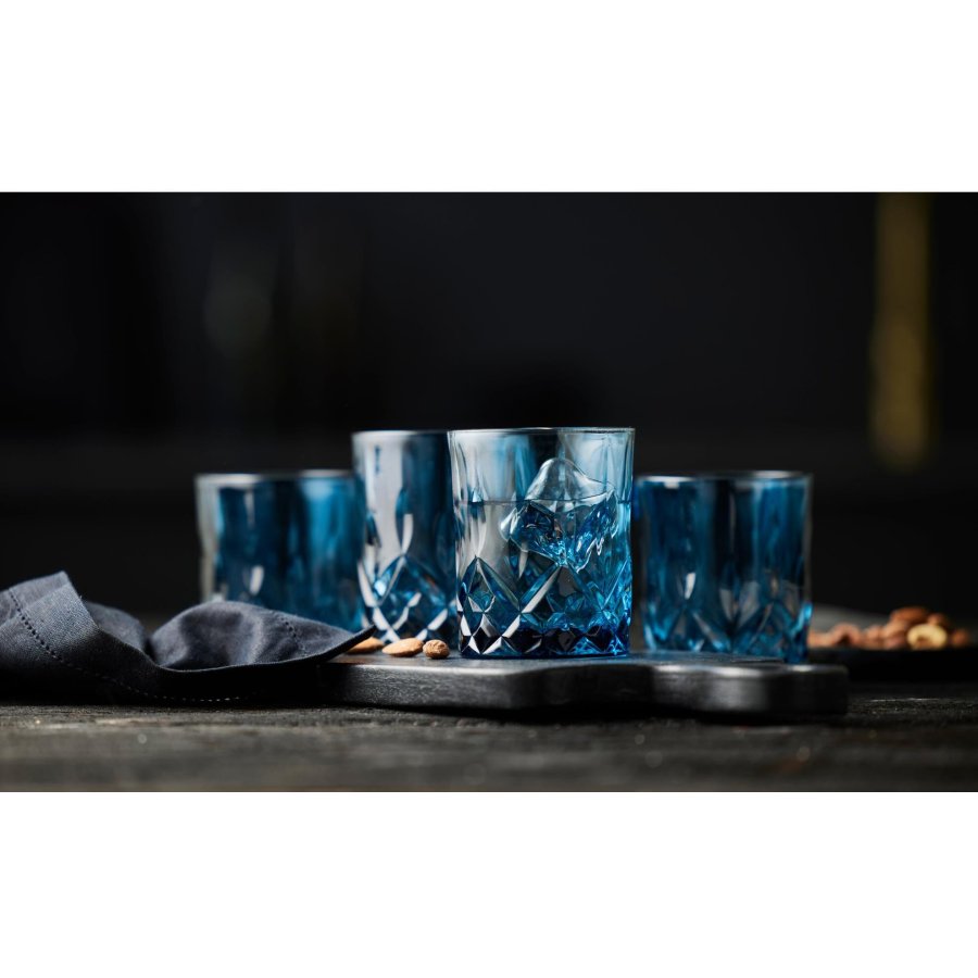 Lyngby Glas Sorrento Whiskyglas 4er Set 32 cl, Blau