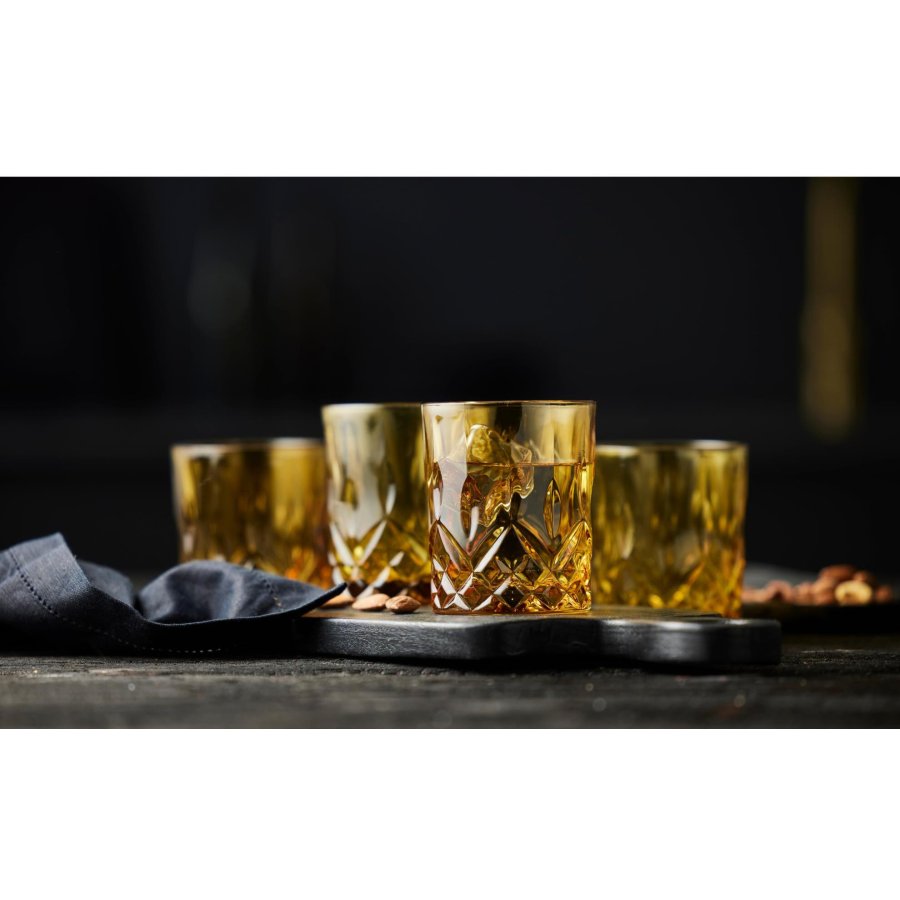 Lyngby Glas Sorrento Whiskyglas 4er Set 32 cl, Amber