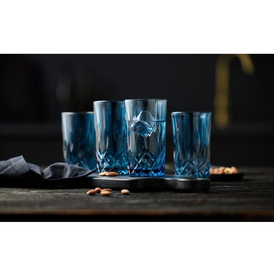 Lyngby Glas Sorrento Highball Glas 4er Set 38 cl, Blau