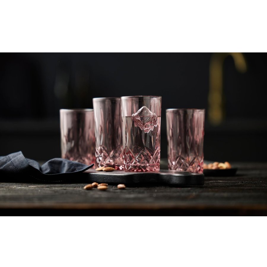 Lyngby Glas Sorrento Highball Glas 4er Set 38 cl, Rosa