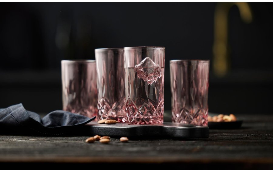 Lyngby Glas Sorrento Highball Glas 4er Set 38 cl, Rosa