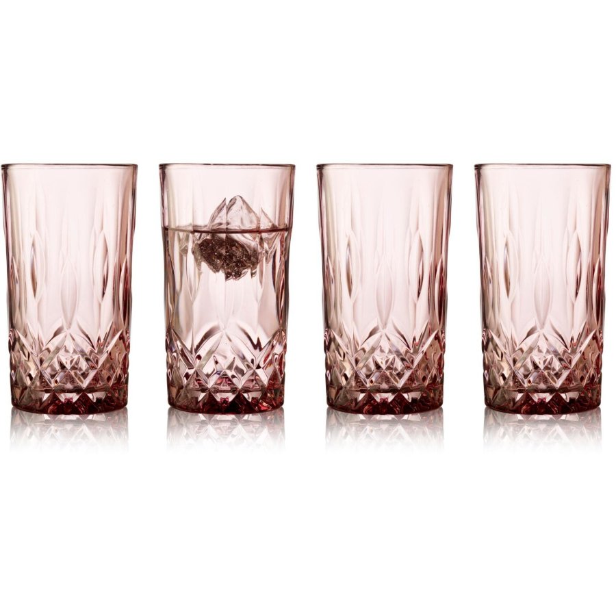 Lyngby Glas Sorrento Highball Glas 4er Set 38 cl, Rosa