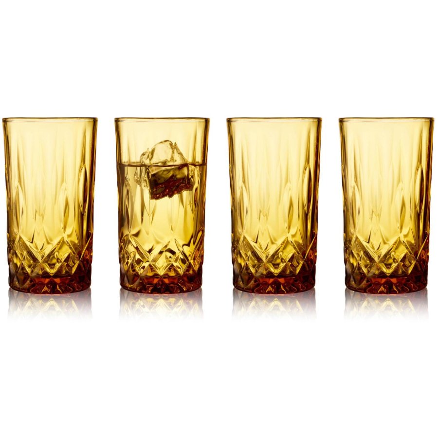 Lyngby Glas Sorrento Highball Glas 4er Set 38 cl, Amber