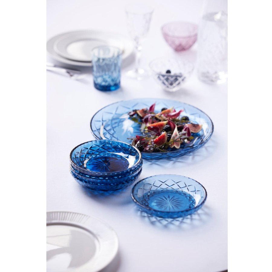 Lyngby Glas Sorrento Glas-Teller 4er Set 16 cm, Blau