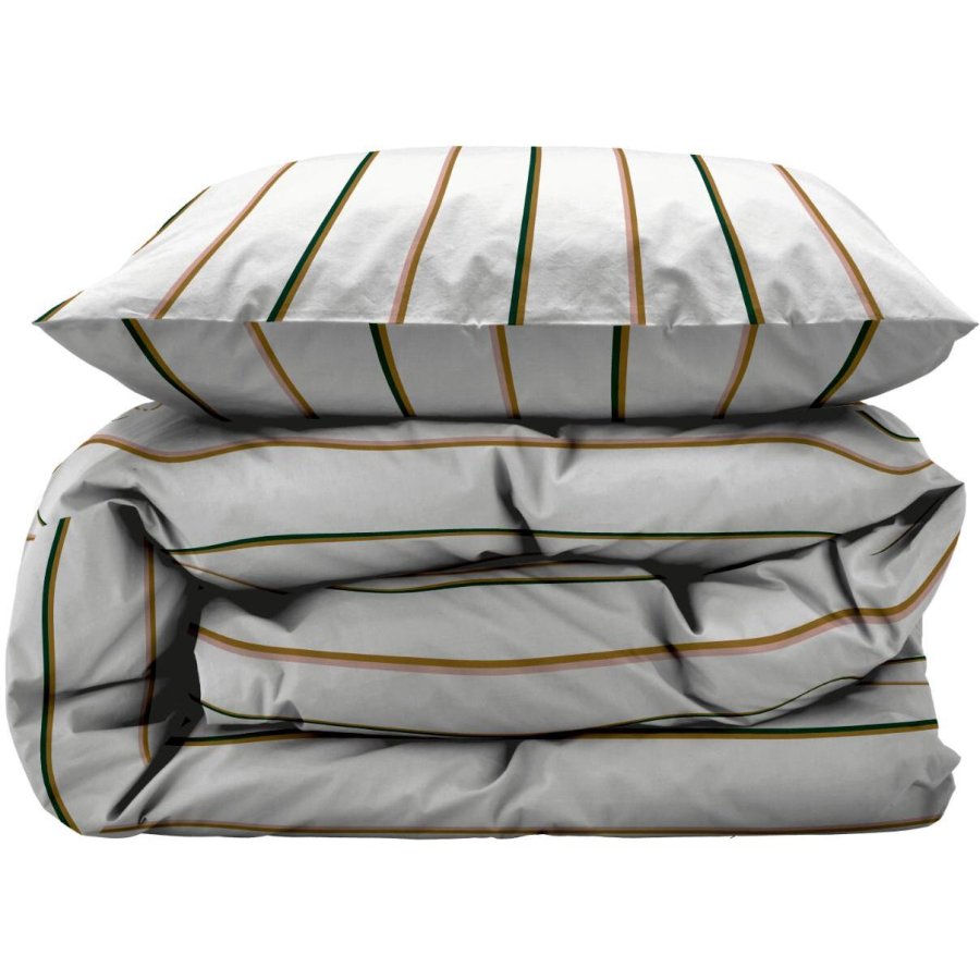 Södahl Organic Stripe Sengetj 140x220 cm, Hvid