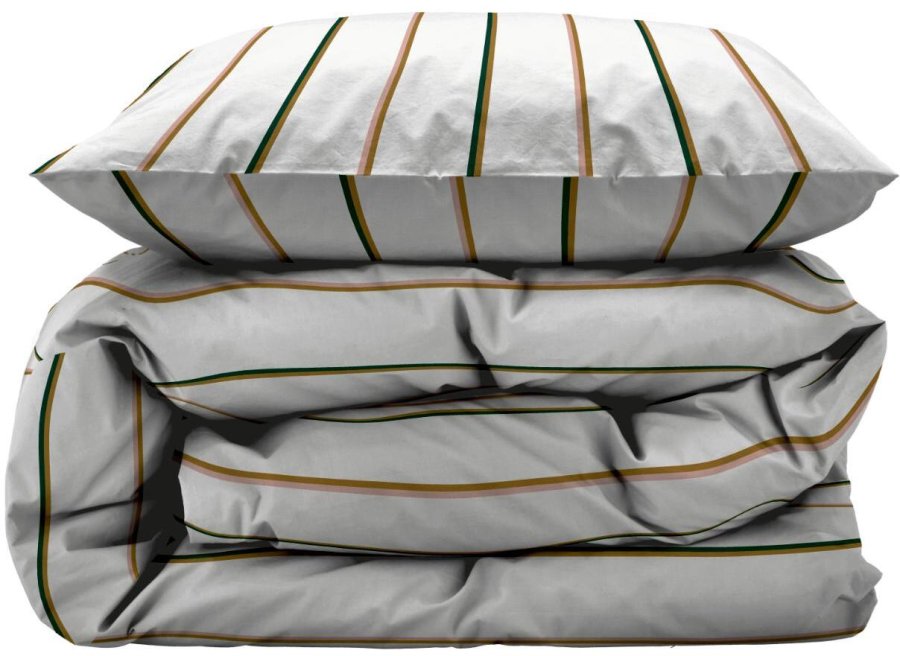 Södahl Organic Stripe Sengetj 140x220 cm, Hvid