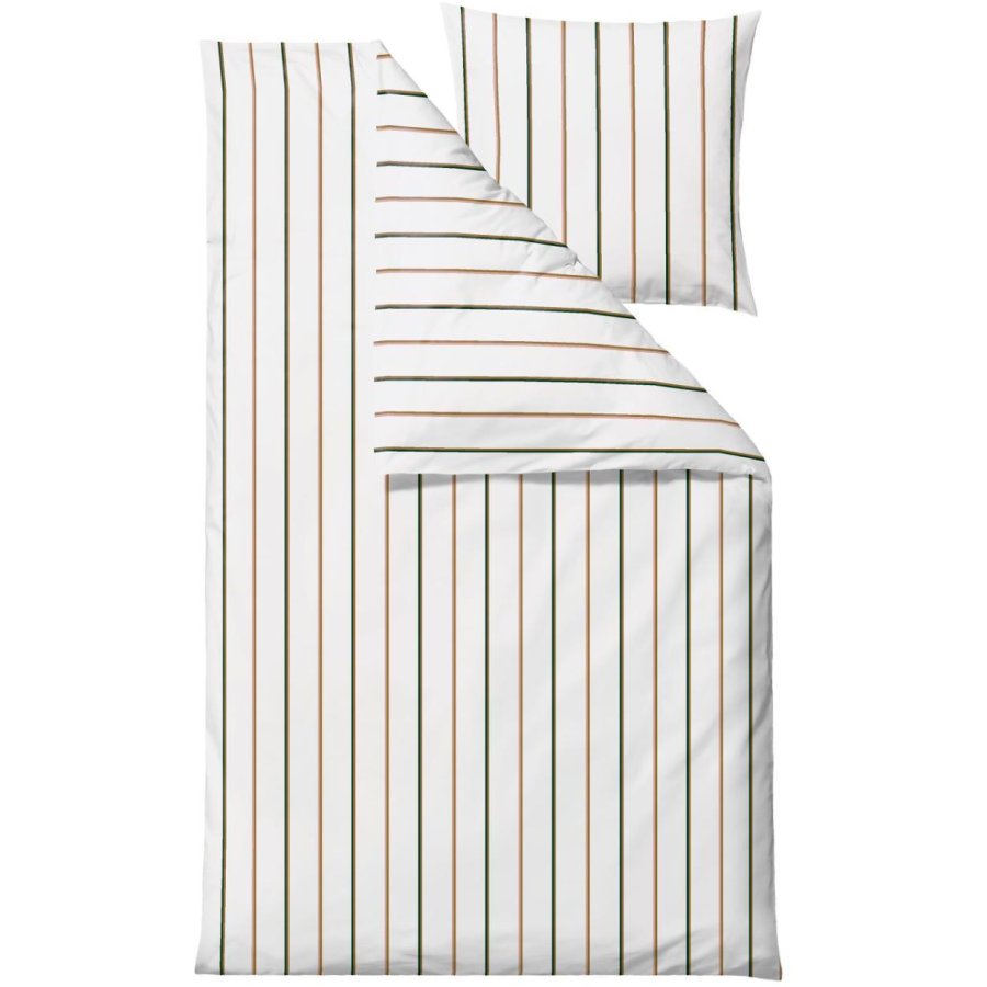 Södahl Organic Stripe Sengetj 140x220 cm, Hvid