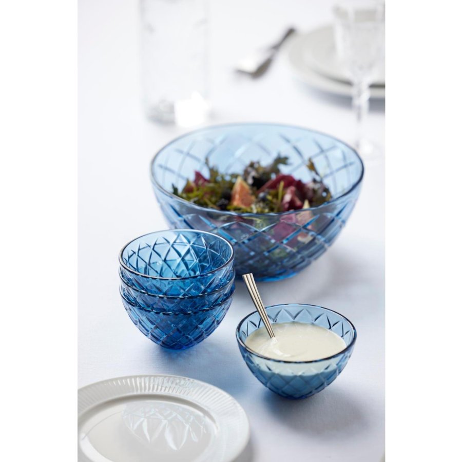 Lyngby Glas Sorrento Schale 4er Set, 12 cm, Blau