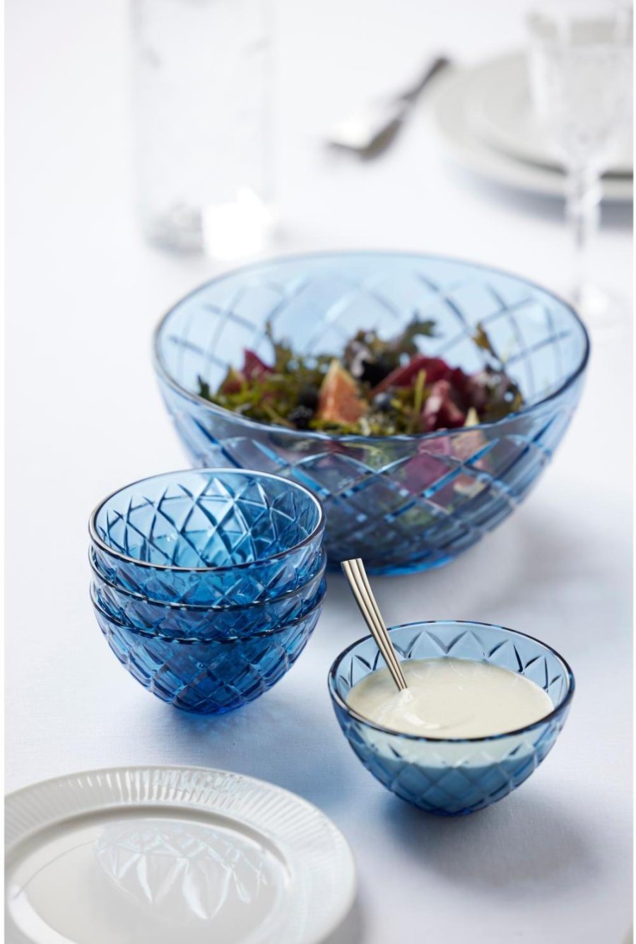 Lyngby Glas Sorrento Schale 4er Set, 12 cm, Blau