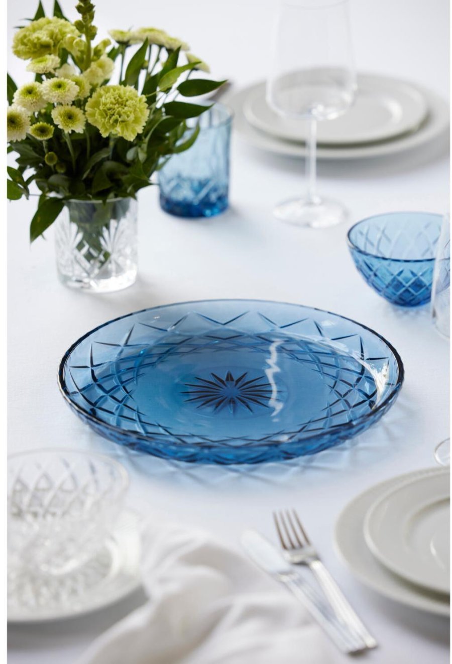 Lyngby Glas Sorrento Schale 30 cm, Blau