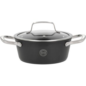 Pillivuyt Gourmet Travo Gryde m. Glaslåg 20 cm/2,1 L, Sort Aluminium