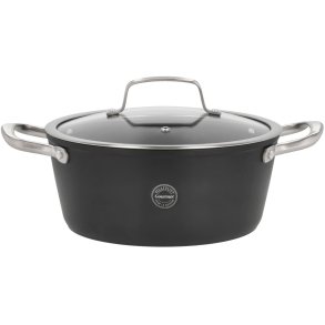 Pillivuyt Gourmet Travo Gryde m. Glaslåg 24 cm/3,8 L, Sort Aluminium